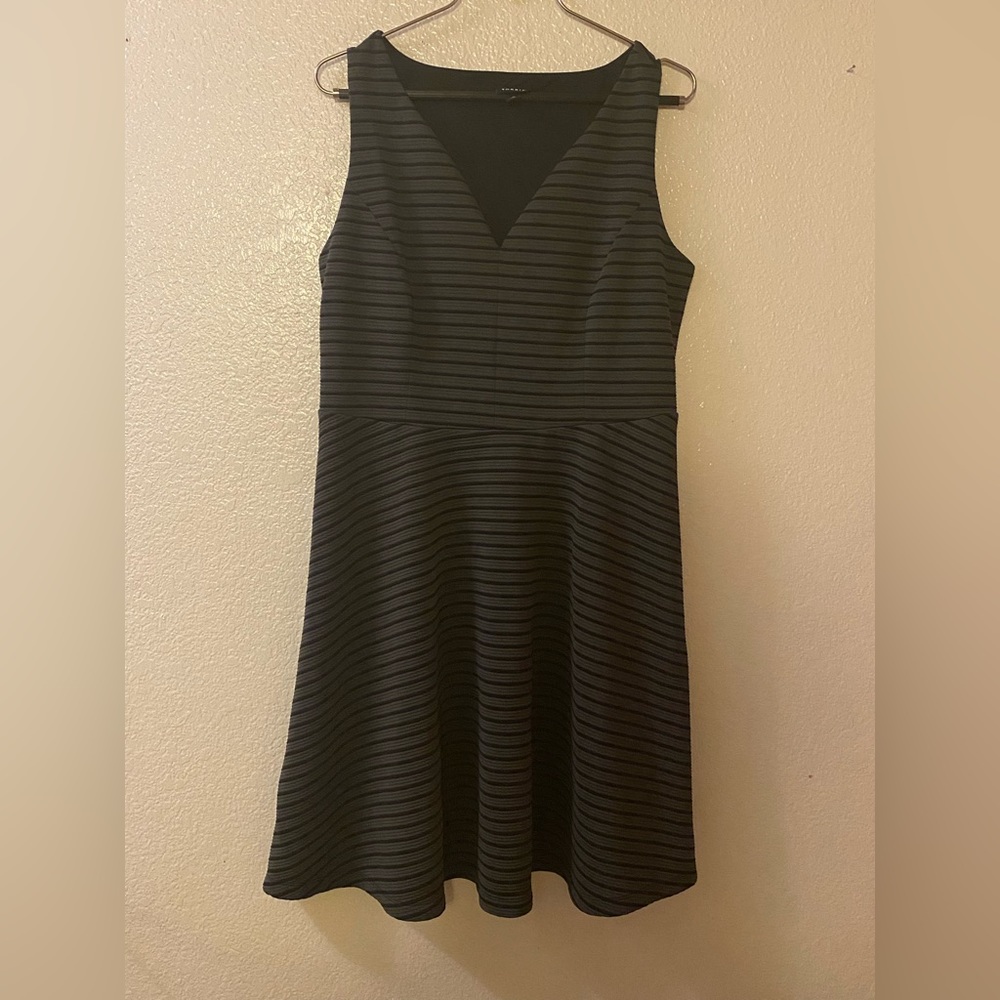 TORRID Grey with Black textured stripes, sleeveless, fit and flare size 0
